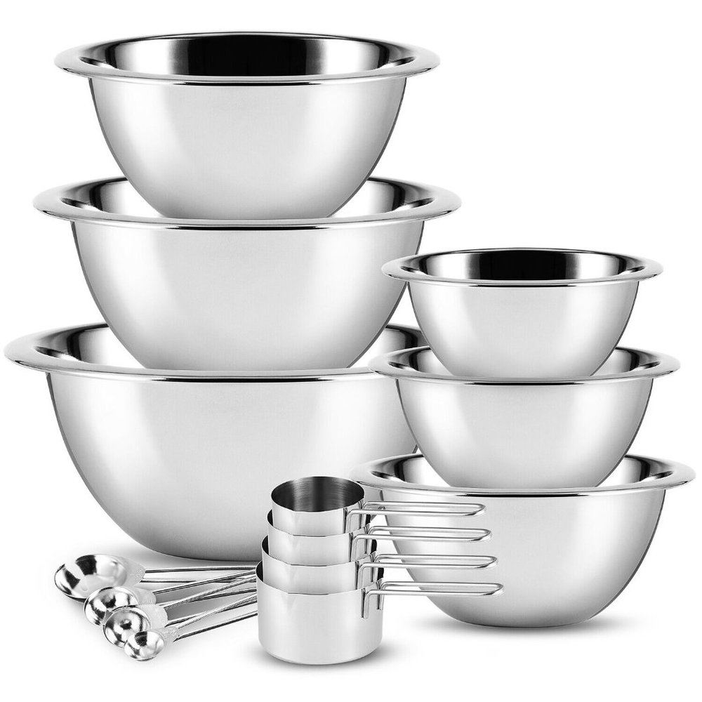 14 Piece Bowl Set with Measuring Cups and Spoons ( STAINLESS STEEL)